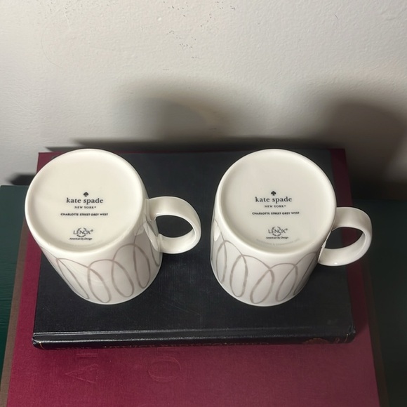 Kate Spade New York Lenox Charlotte Street Grey West Loops Pair of Mugs - Picture 6 of 7